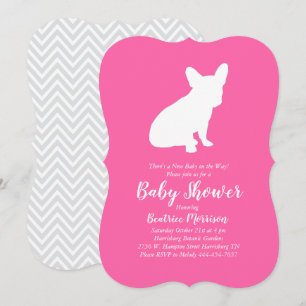 French Bulldog Baby Shower Frenchie Pink Girl Invitation
