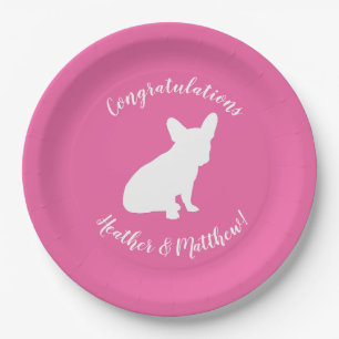 French Bulldog Baby Shower Frenchie Pink Paper Plate
