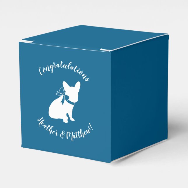 French Bulldog Baby Shower Frenchy Frenchie Blue Favour Box (Front Side)
