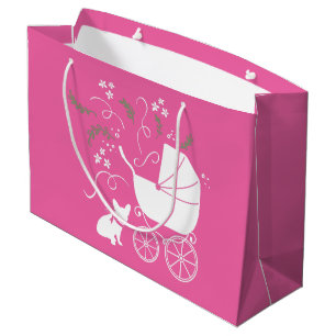 French Bulldog Baby Shower Frenchy Frenchie Pink Large Gift Bag