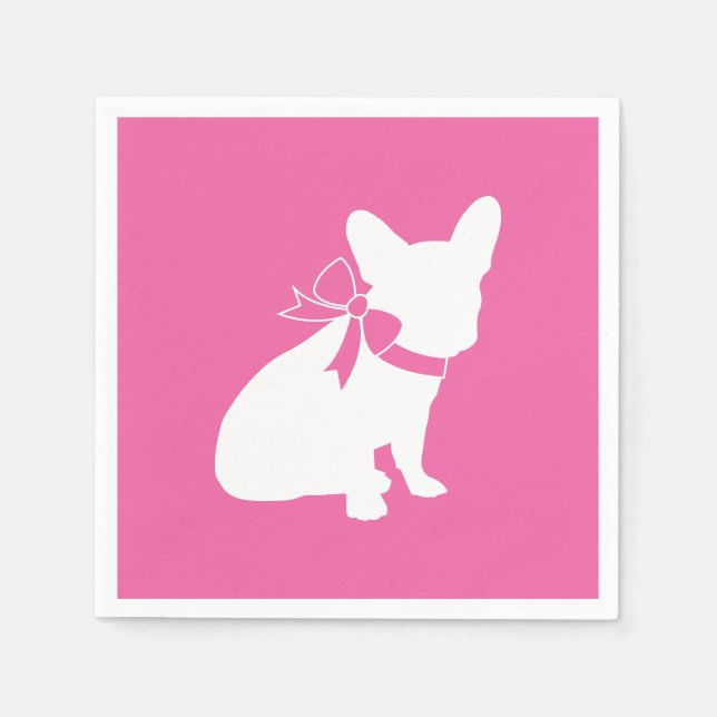 French Bulldog Baby Shower Frenchy Frenchie Pink Napkin (Front)