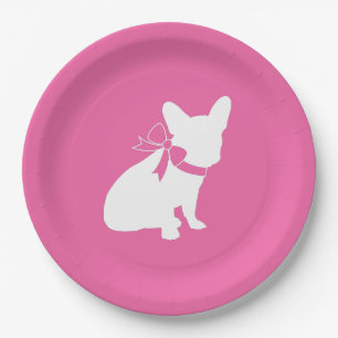 French Bulldog Baby Shower Frenchy Frenchie Pink Paper Plate