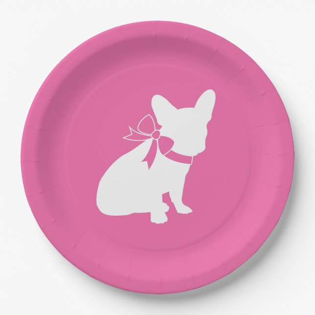 French Bulldog Baby Shower Frenchy Frenchie Pink Paper Plate (Front)