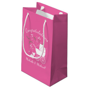 French Bulldog Baby Shower Frenchy Frenchie Pink Small Gift Bag