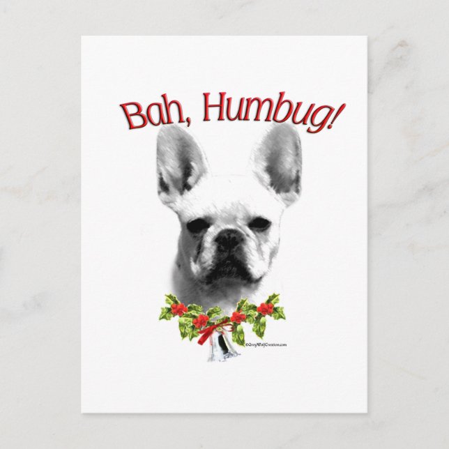 French Bulldog Bah Humbug Postcard (Front)