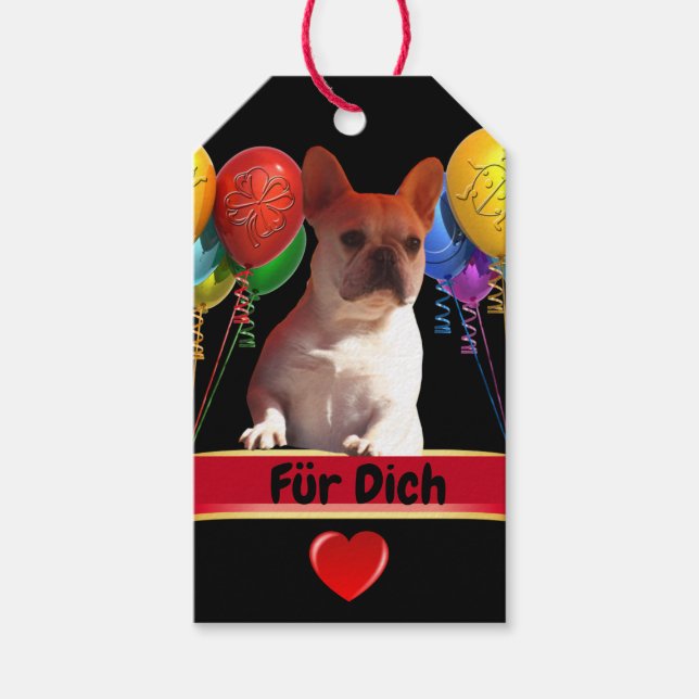 French Bulldog Balloon French Bulldog Gift Tags (Front)