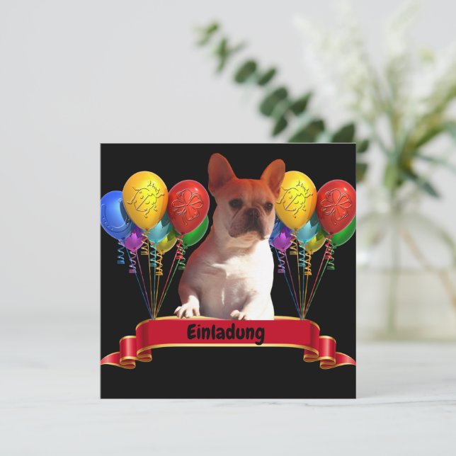 French Bulldog Balloon French Bulldog Invitation (Standing Front)