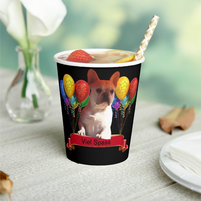 French Bulldog Balloon French Bulldog Paper Cups (Insitu)