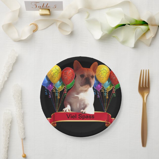 French Bulldog Balloon French Bulldog Paper Plate (Wedding)