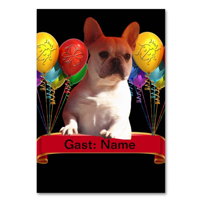 French Bulldog Balloon French Bulldog Table Number (Front)