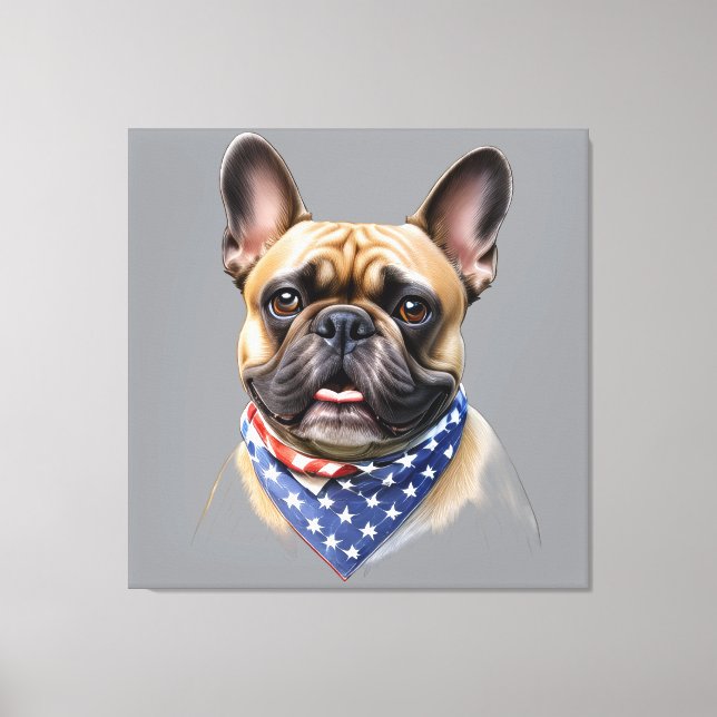 French Bulldog Bandana Labor Day Bulldog Canvas Print (Front)