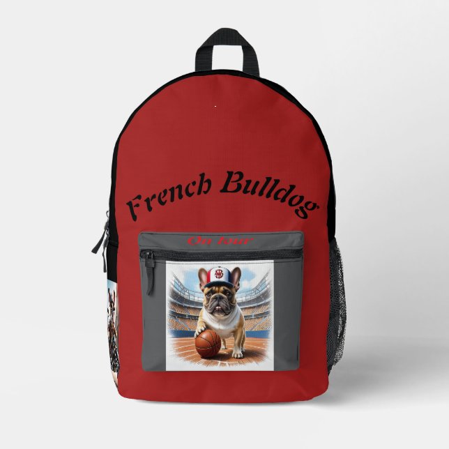 French Bulldog Basketball Bulldog Father's Day Printed Backpack (Front)
