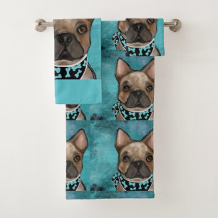 FRENCH BULLDOG         BATH TOWEL SET