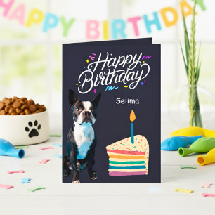 French Bulldog Birthday Cake Greeting Card