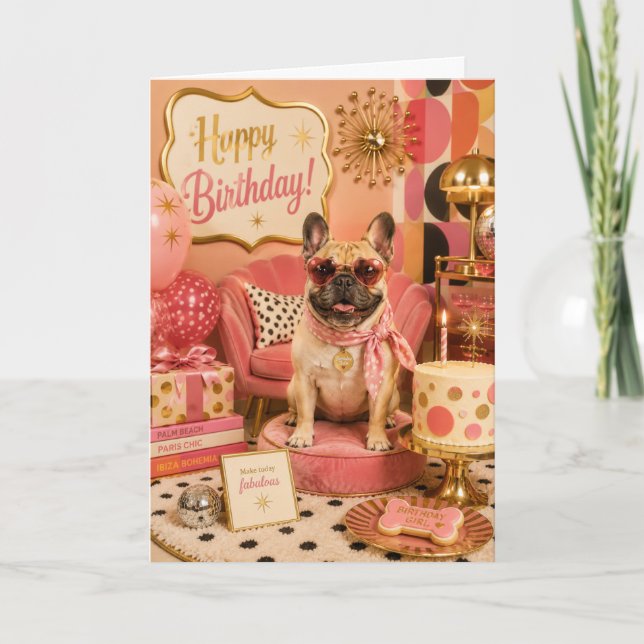 French Bulldog Birthday Card (Front)