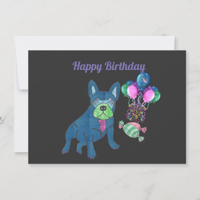 French Bulldog Birthday Card (Front)