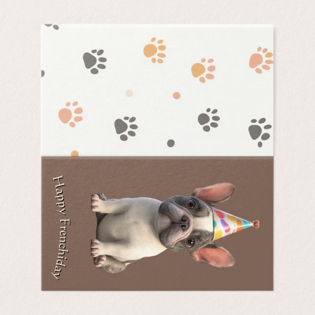 French Bulldog Birthday Card (Outside Unfolded)