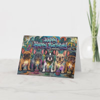 French Bulldog Birthday Graffiti spray paint cans