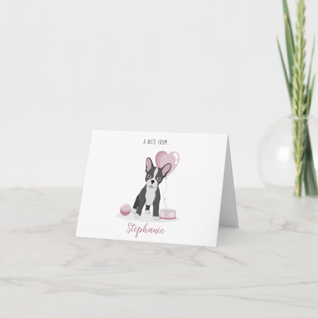 French Bulldog Birthday Note Card (Front)