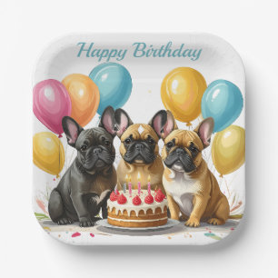 French Bulldog Birthday Party Paper Plate