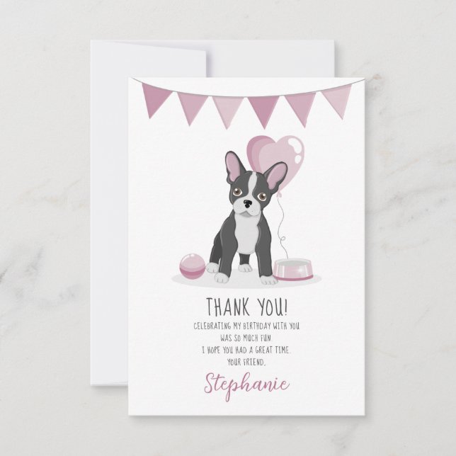 French Bulldog Birthday Thank You Invitation (Front)