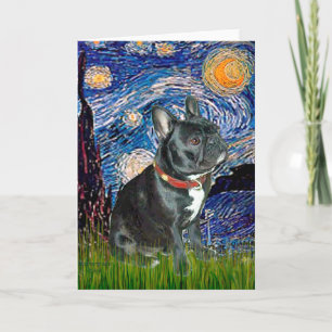 French Bulldog (black 11) - Starry Night (green) Card