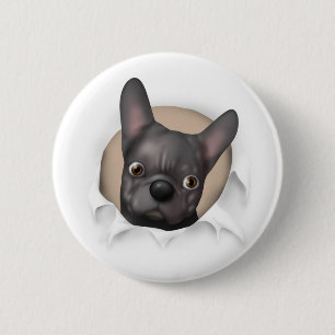 French Bulldog (Black) Busting Out 6 Cm Round Badge