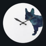 French Bulldog Black Watercolor Silhouette Large Clock<br><div class="desc">This silhouette can also represent: French Bulldog,  Frenchie,  Boston Terrier,  American Gentleman,  Bostie,  Frog Dog,  Clown Dog,  Bat Ears,  Toy Bulldog,  Brachycephalic,  Clown Prince of Dogs,  Klun,  Frenchy,  Lace,  Bulldogge,  companion dog,  toy breed,  FBD</div>