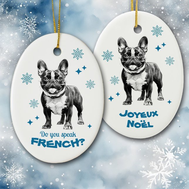 French Bulldog Blue Joyeux Noel  Ceramic Tree Decoration (Creator Uploaded)