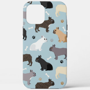 French Bulldog Bones and Paws Blue iPhone 12 Pro Max Case