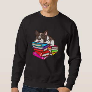 French Bulldog Book Reading Bookworm Teachers Sweatshirt