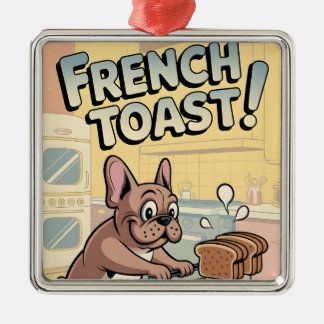 French Bulldog Breakfast Cartoon Art Metal Tree Decoration