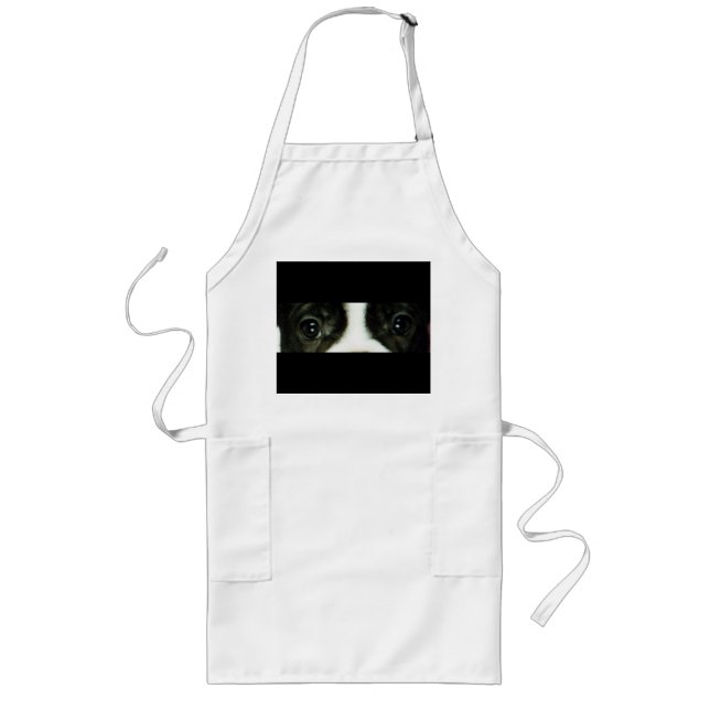 french bulldog brindle and white eyes long apron (Front)