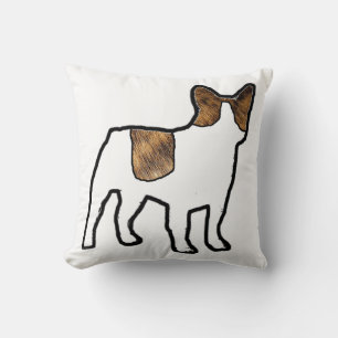 french bulldog brindle and white fur silo cushion