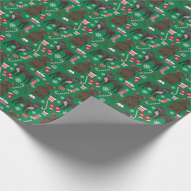 French Bulldog brindle christmas holiday Wrapping Paper (Corner)