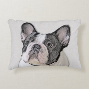 French Bulldog (Brindle Pied) Painting - Dog Art Decorative Cushion