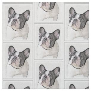 French Bulldog (Brindle Pied) Painting - Dog Art Fabric
