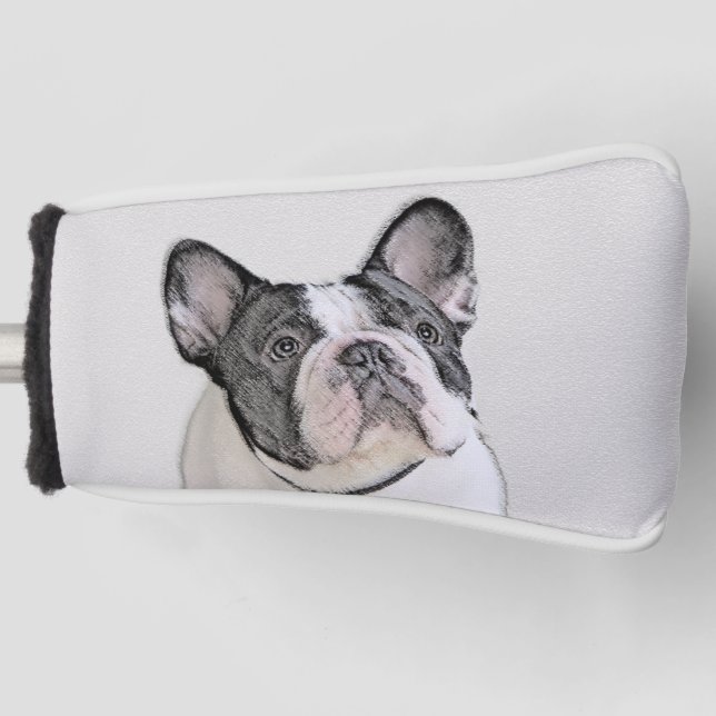 French Bulldog (Brindle Pied) Painting - Dog Art Golf Head Cover (Front)