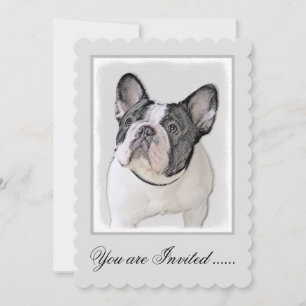 French Bulldog (Brindle Pied) Painting - Dog Art Invitation