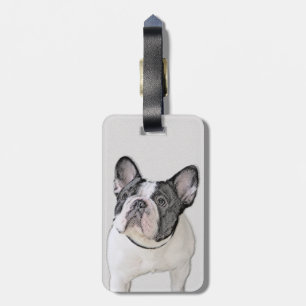 French Bulldog (Brindle Pied) Painting - Dog Art Luggage Tag