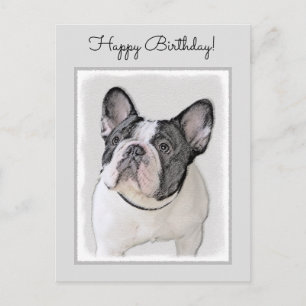 French Bulldog (Brindle Pied) Painting - Dog Art Postcard