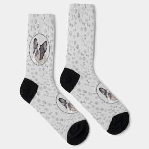 French Bulldog (Brindle Pied) Painting - Dog Art Socks