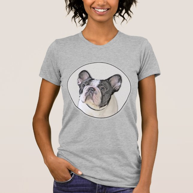 French Bulldog (Brindle Pied) Painting - Dog Art T-Shirt (Front)