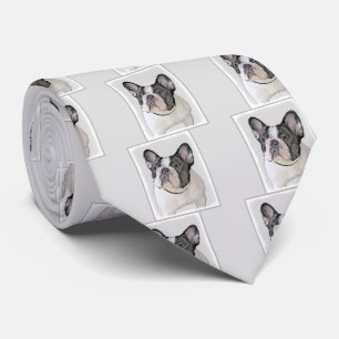 French Bulldog (Brindle Pied) Painting - Dog Art Tie