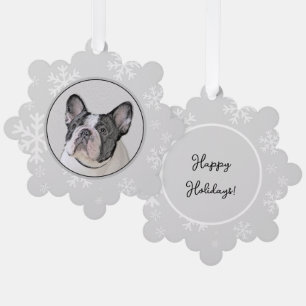 French Bulldog (Brindle Pied) Painting - Dog Art Tree Decoration Card