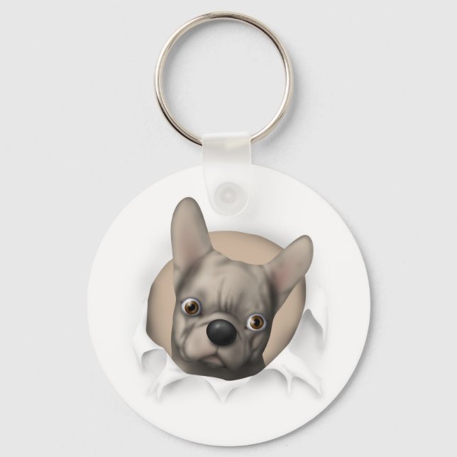 French Bulldog (Buff) Busting Out Key Ring (Front)