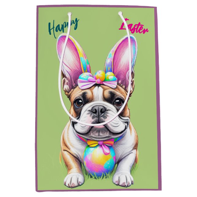 French Bulldog Bunny Easter Bulldogge Medium Gift Bag (Front)