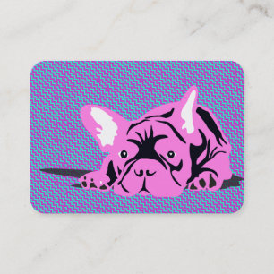 French Bulldog Business Card, Pink Black Modern Card