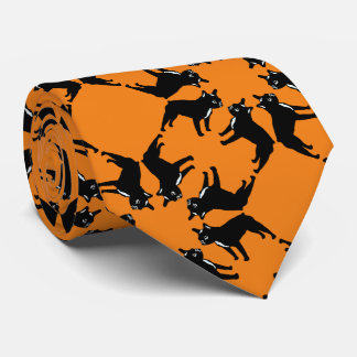 French Bulldog bw on orange Tie