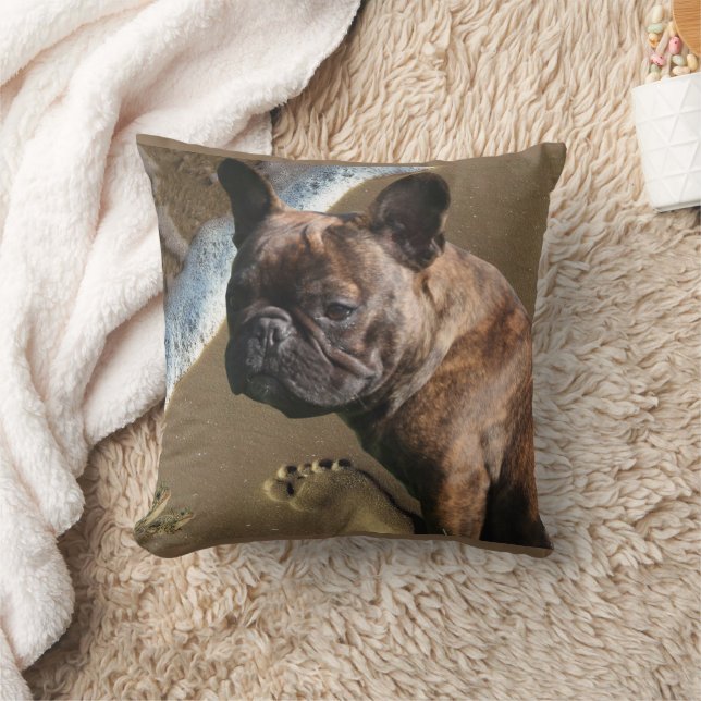 French Bulldog by the Sea Cushion (Blanket)